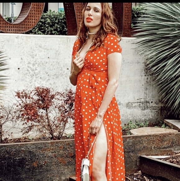 NWT Polka Dot Bohemian Summer Maxi Split Dress - Picture 8 of 11